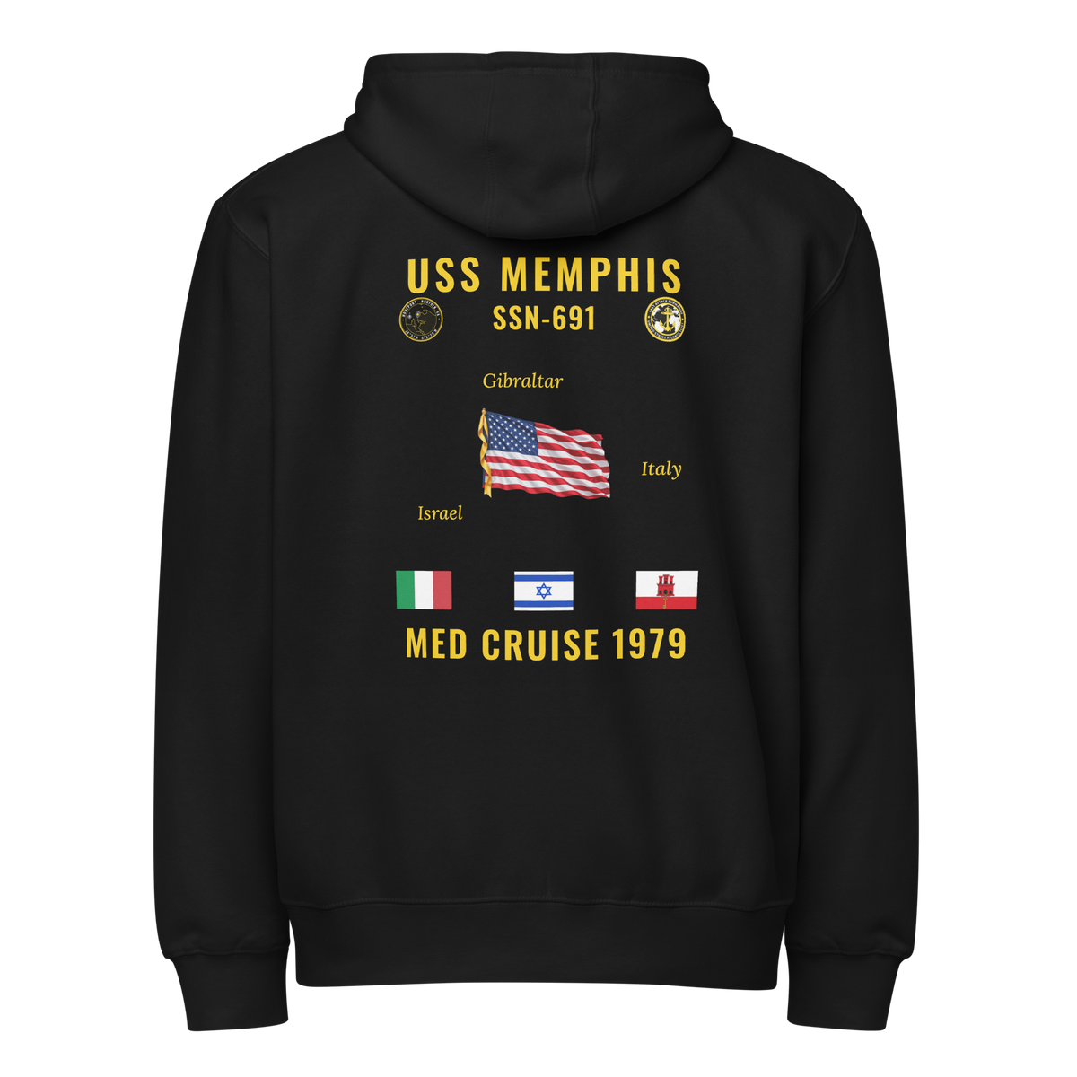 USS Memphis (SSN-691) 1979 Med Cruise Zip Hoodie