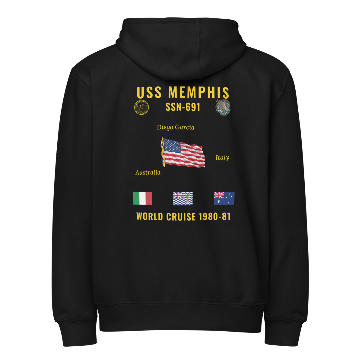 USS Memphis (SSN-691) 1980-81 World Cruise Zip Hoodie