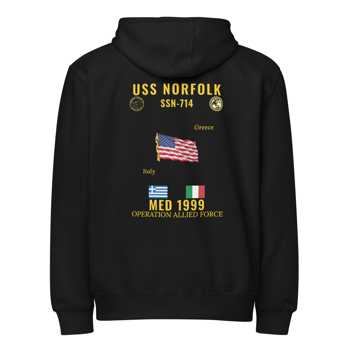 USS Norfolk (SSN-714) 1999 Med Cruise Zip Hoodie