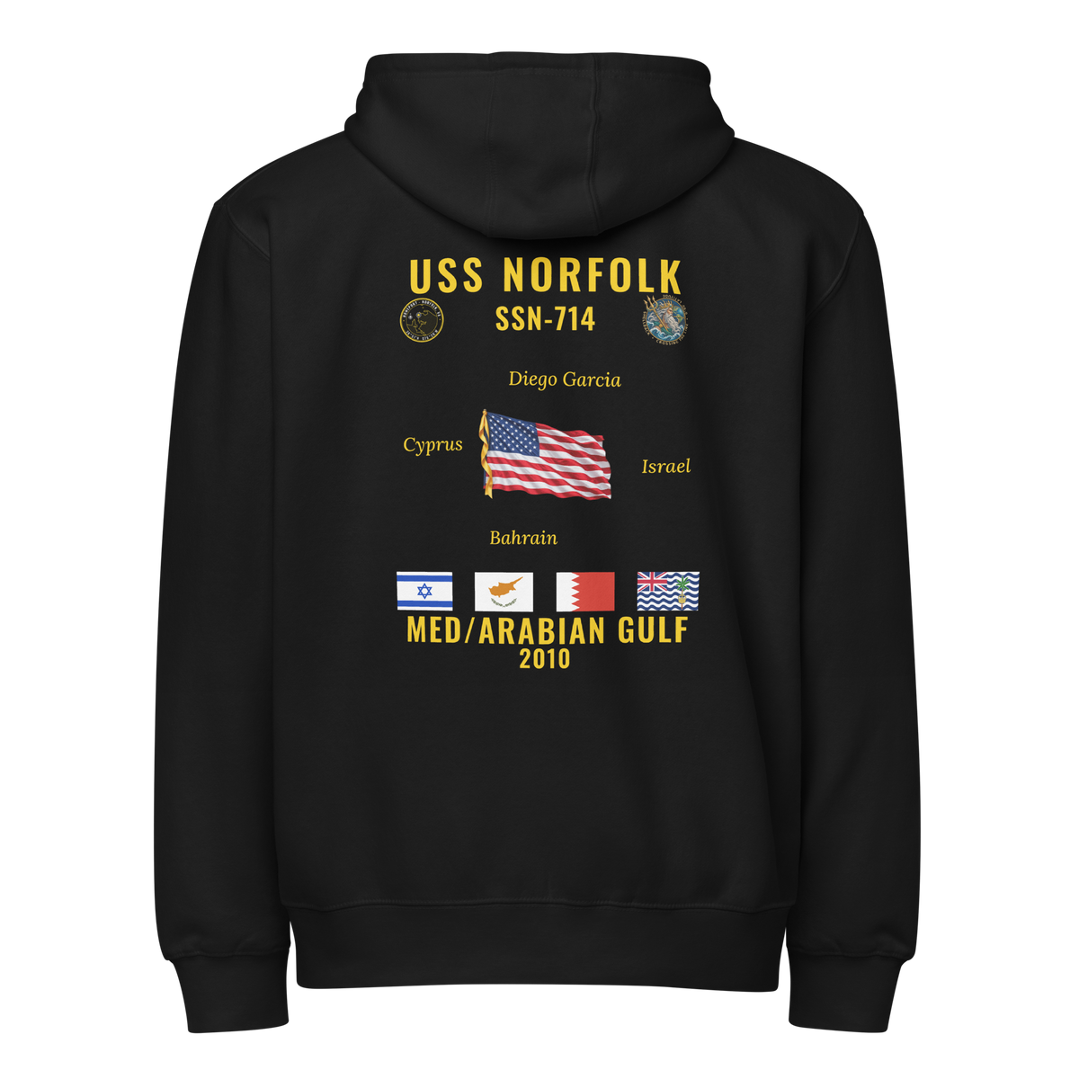 USS Norfolk (SSN-714) 2010 Med/Arabian Gulf Cruise Zip Hoodie