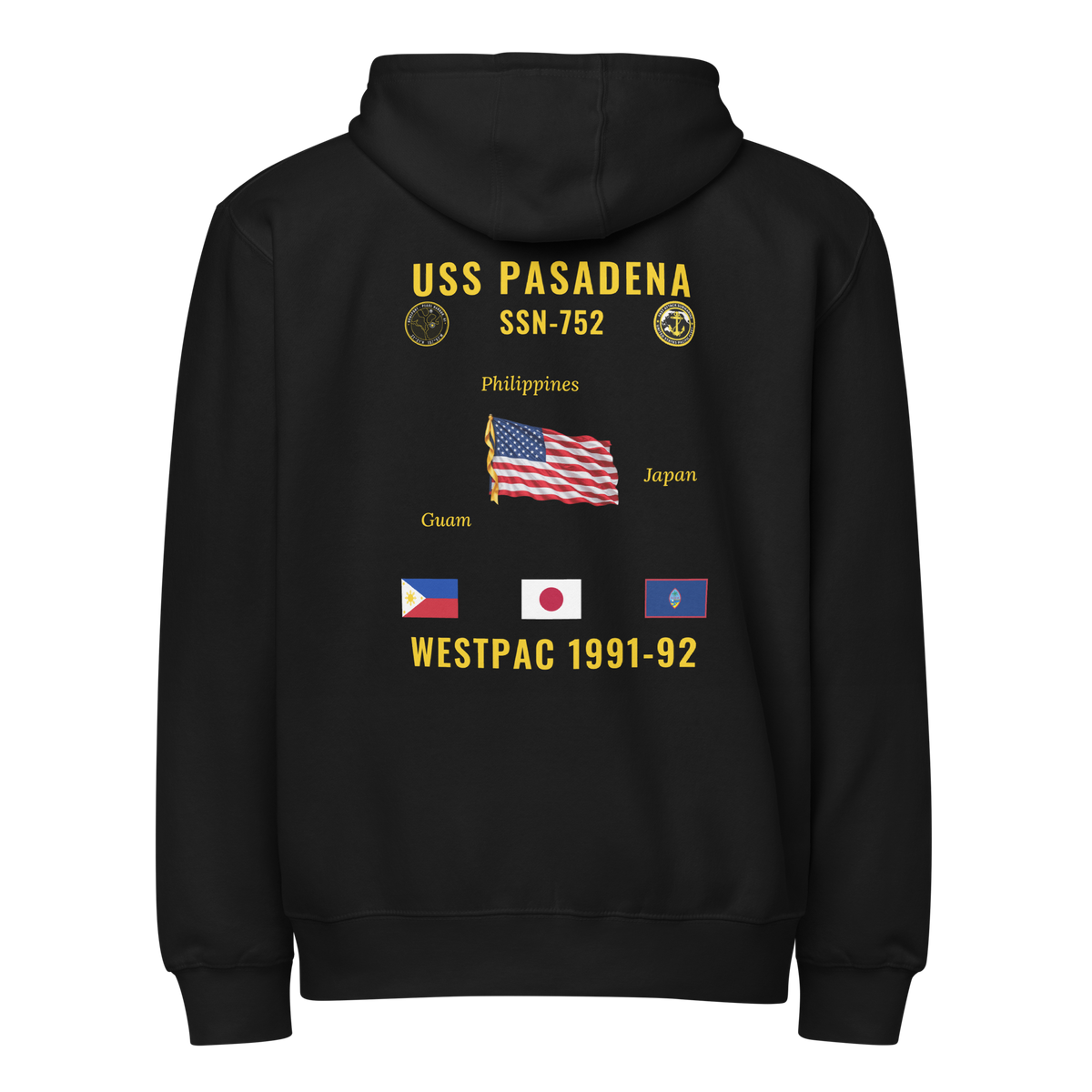 USS Pasadena (SSN-752) 1991-92 WestPac Cruise Zip Hoodie
