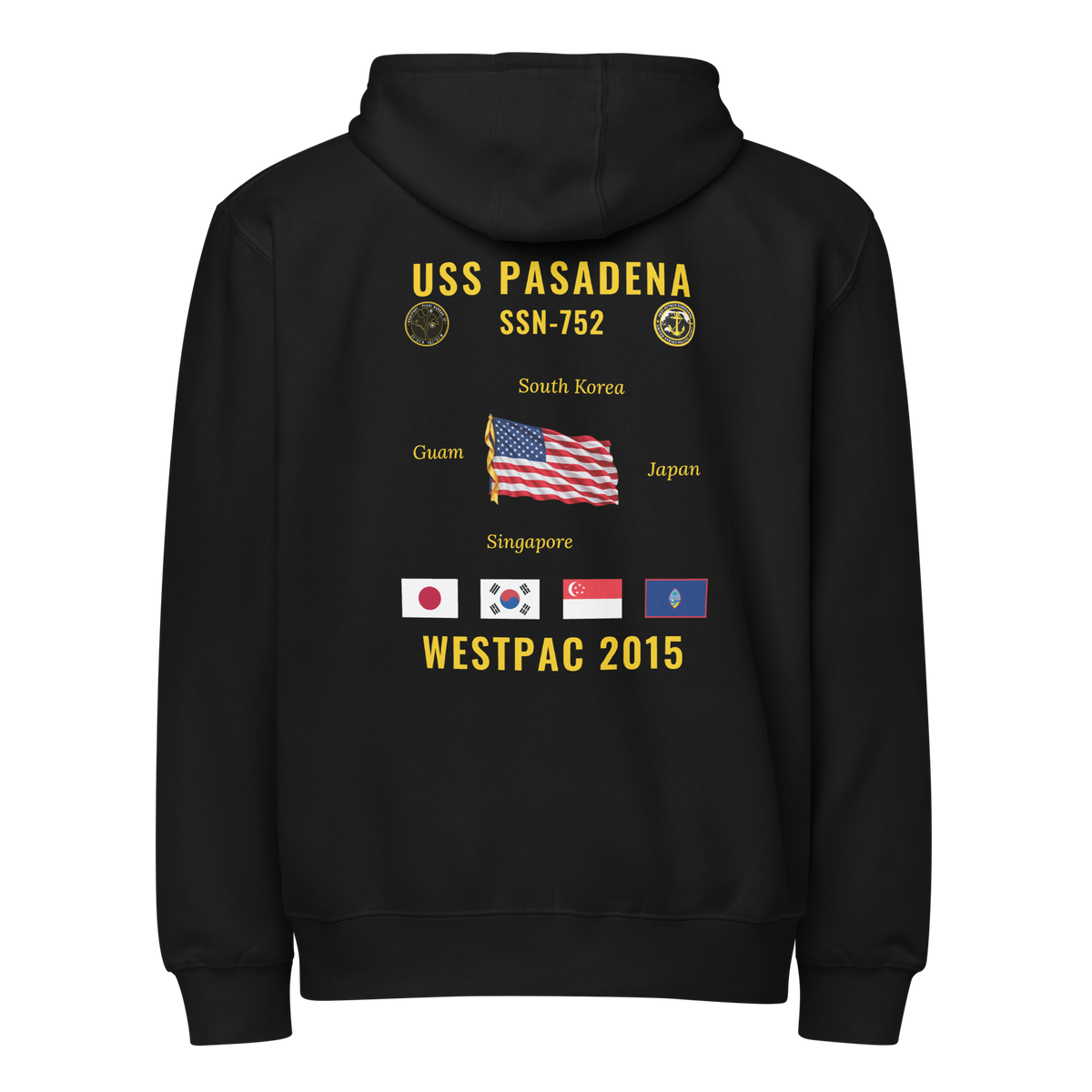 USS Pasadena (SSN-752) 2015 WestPac Cruise Zip Hoodie