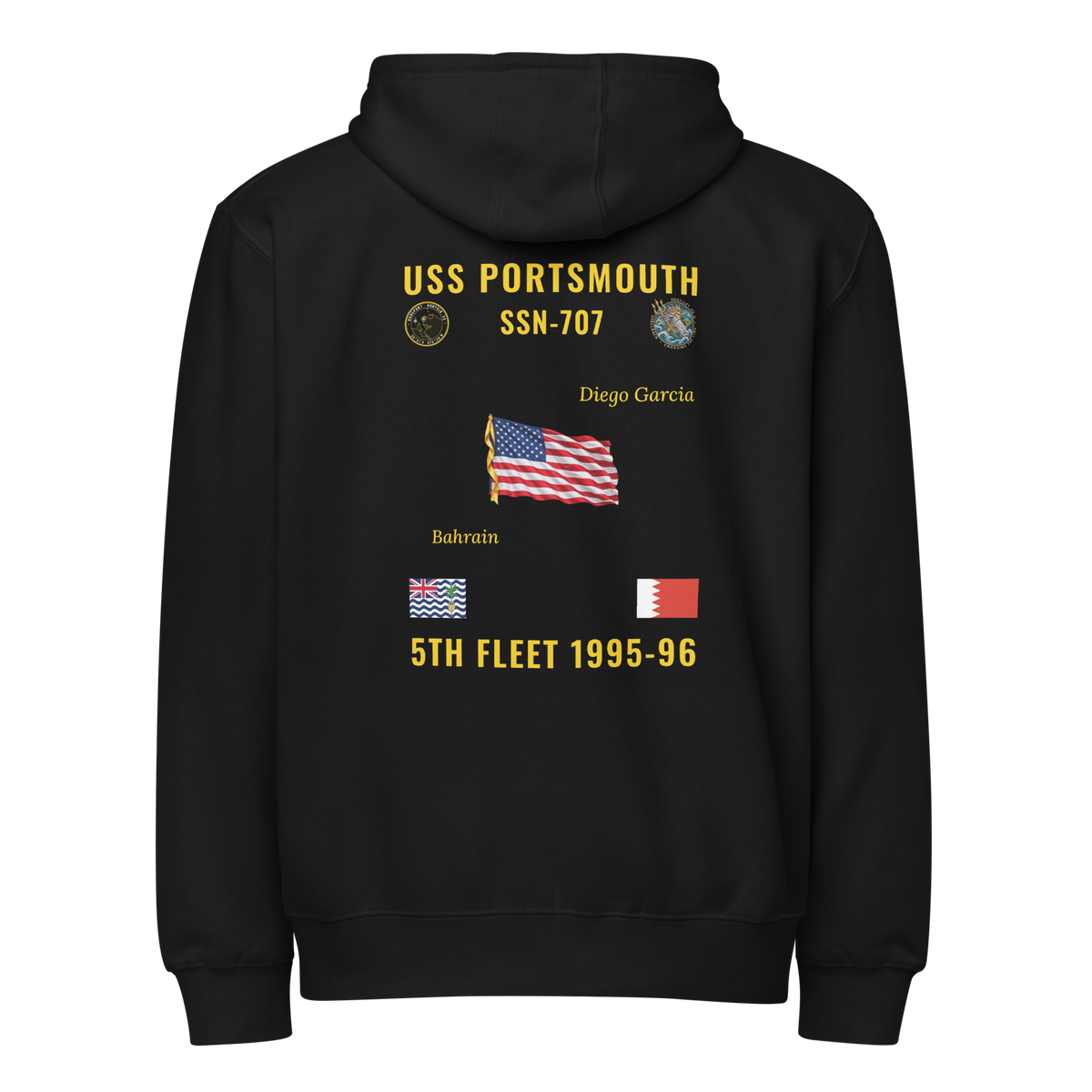 USS Portsmouth (SSN-707) 1995-96 5th Fleet Cruise Zip Hoodie