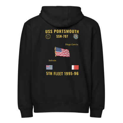 USS Portsmouth (SSN-707) 1995-96 5th Fleet Cruise Zip Hoodie