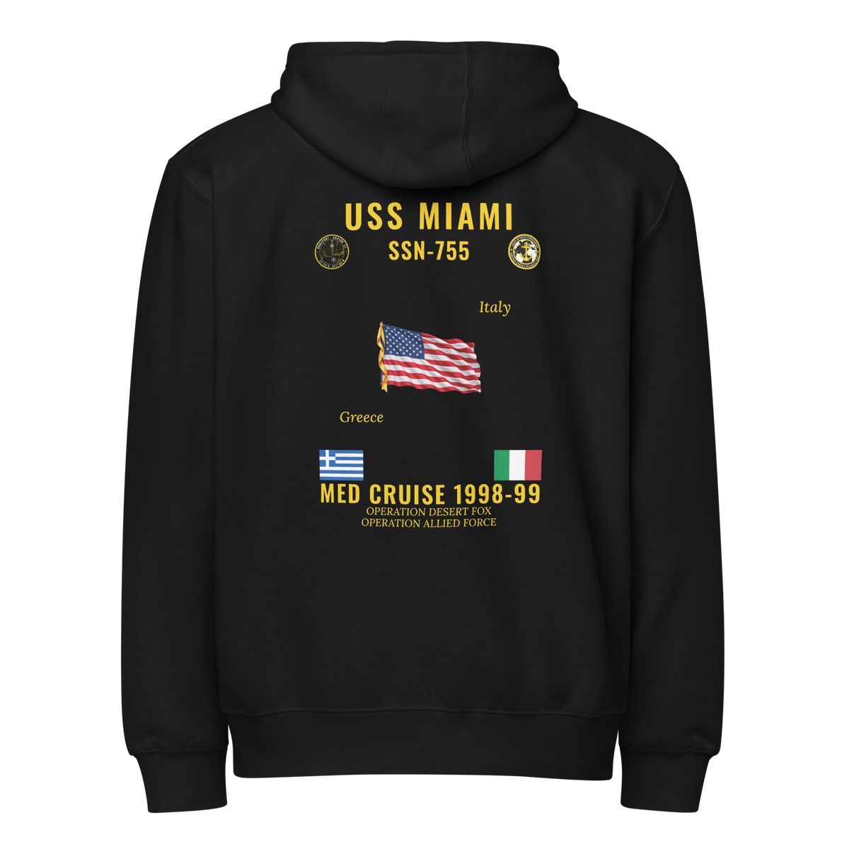 USS Miami (SSN-755) 1998-99 Med Cruise Zip Hoodie