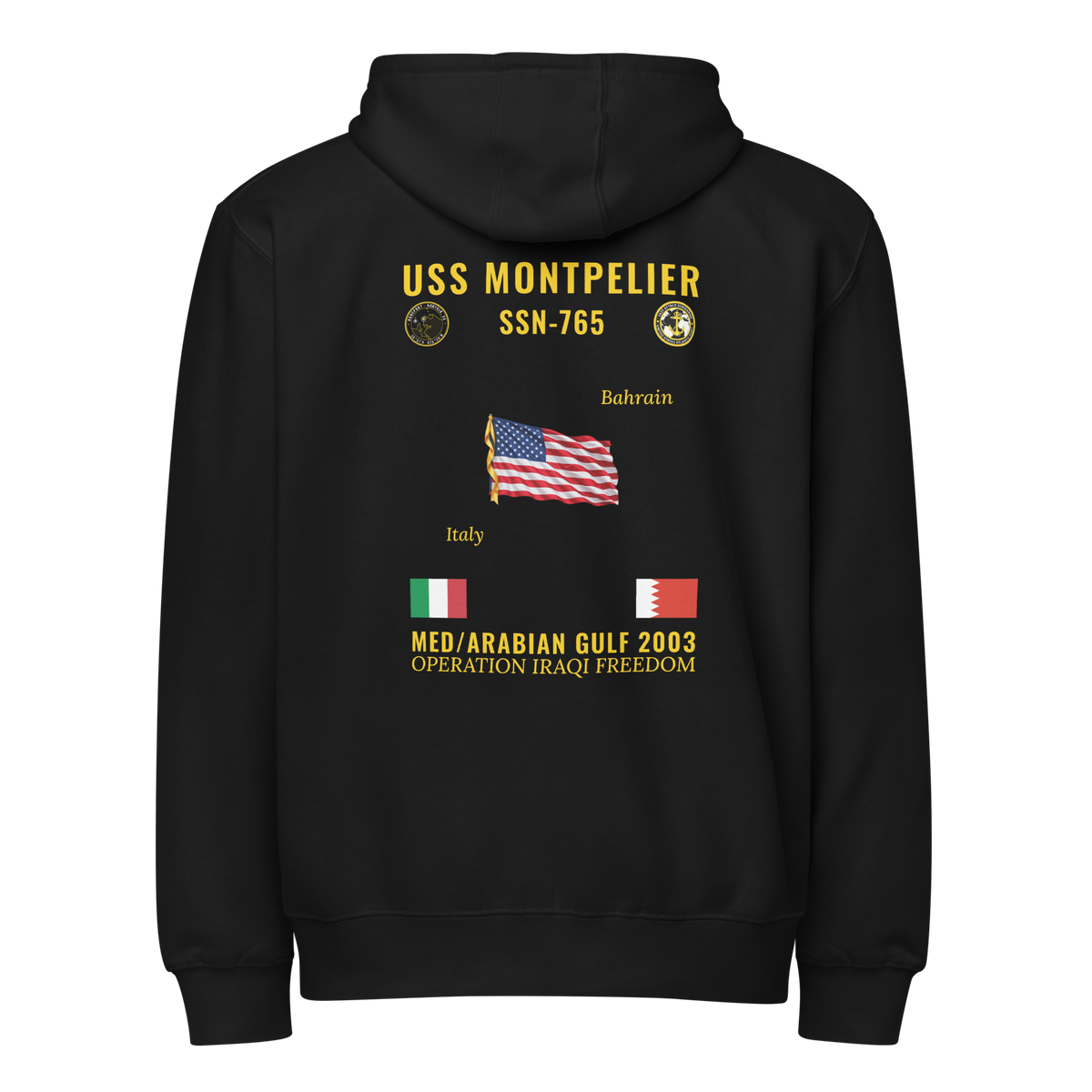 USS Montpelier (SSN-765) 2003 Med/Arabian Gulf Cruise Zip Hoodie