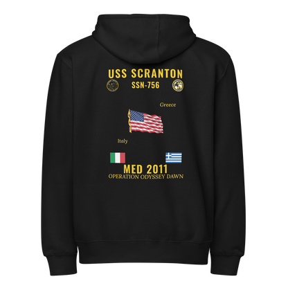 USS Scranton (SSN-756) 2011 Med Cruise Zip Hoodie