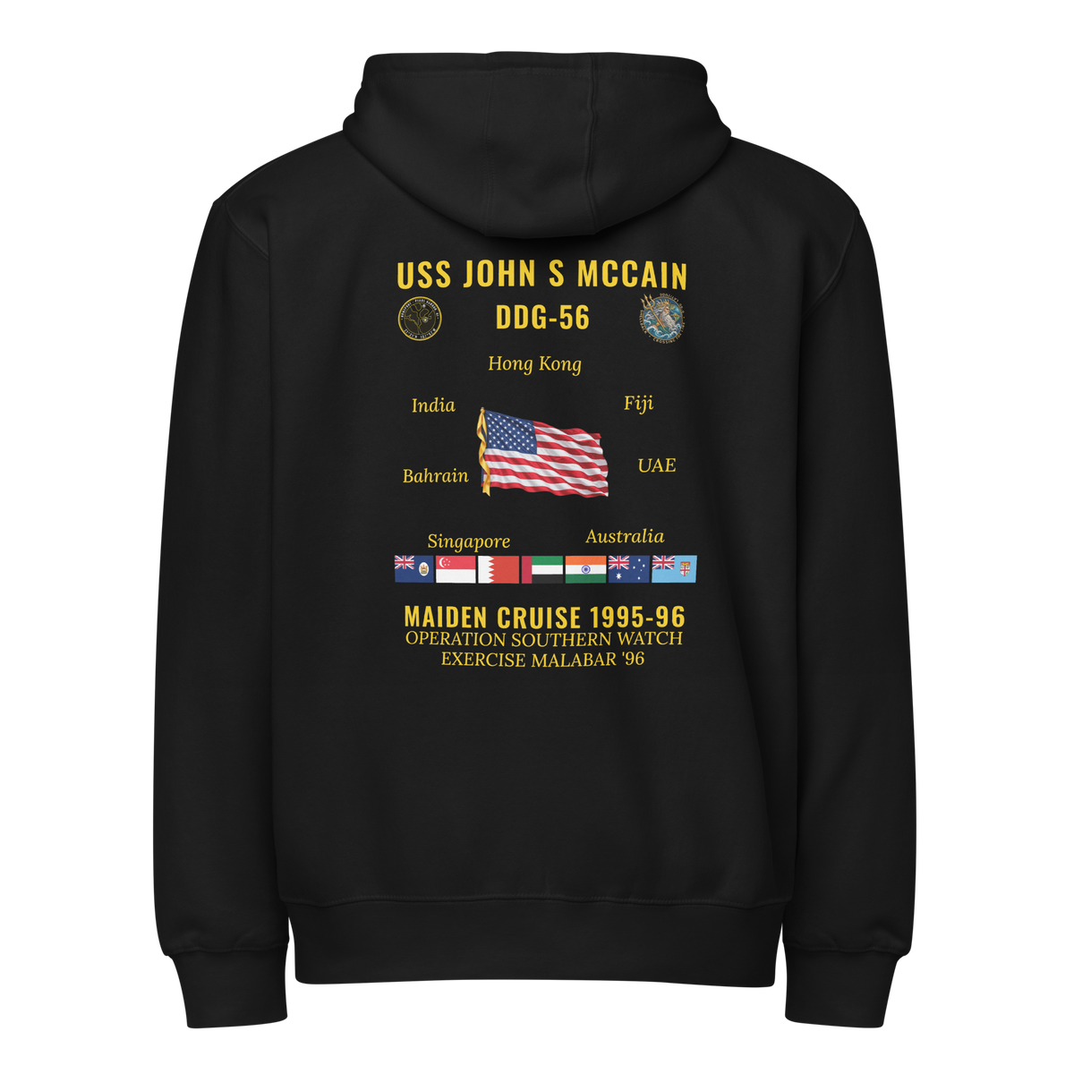 USS John S McCain (DDG-56) 1995-96 Maiden Cruise Zip Hoodie