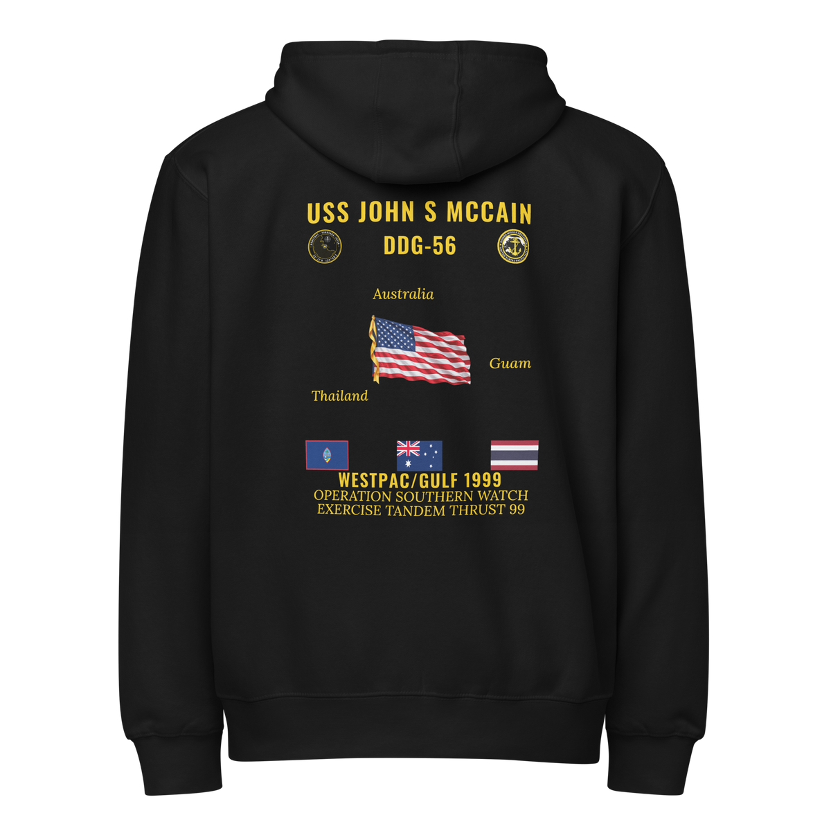 USS John S McCain (DDG-56) 1999 WestPac/Gulf Cruise Zip Hoodie