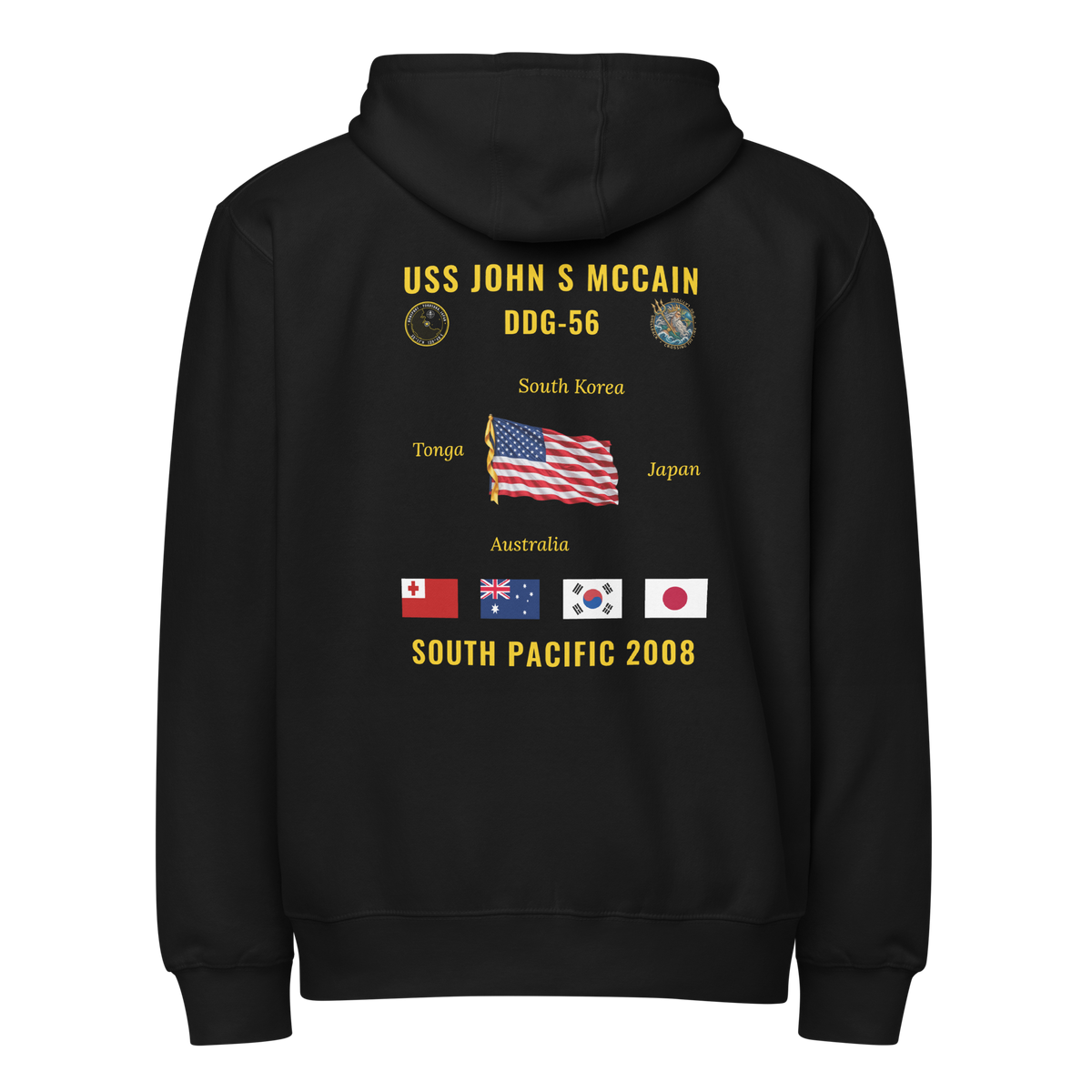USS John S McCain (DDG-56) 2008 South Pacific Cruise Zip Hoodie