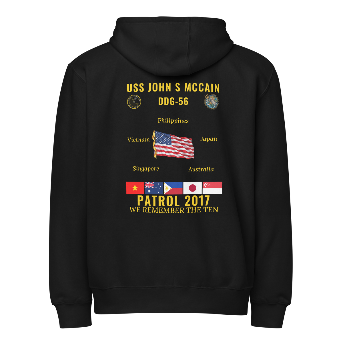 USS John S McCain (DDG-56) 2017 Patrol Cruise Zip Hoodie
