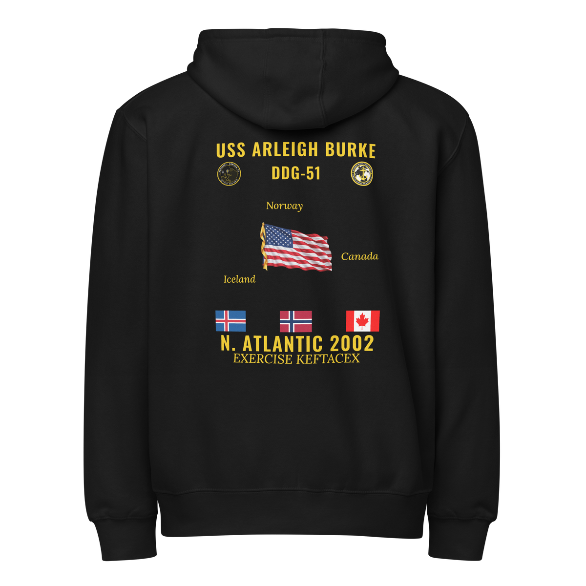 USS Arleigh Burke (DDG-51) 2002 N. Atlantic Cruise Zip Hoodie