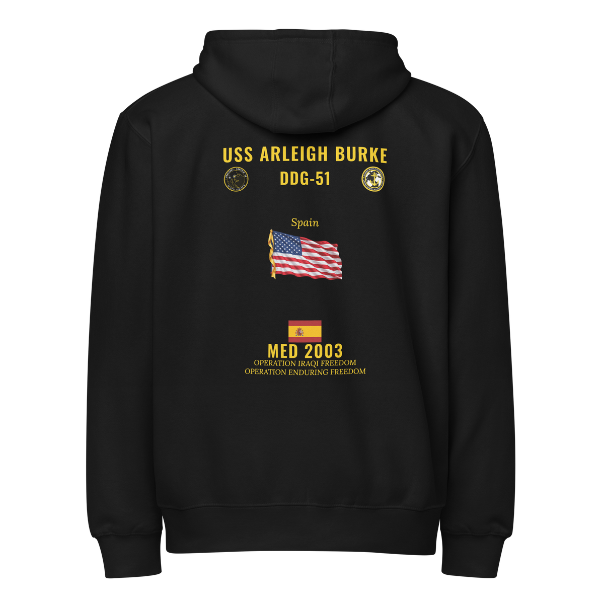 USS Arleigh Burke (DDG-51) 2003 Med Cruise Zip Hoodie