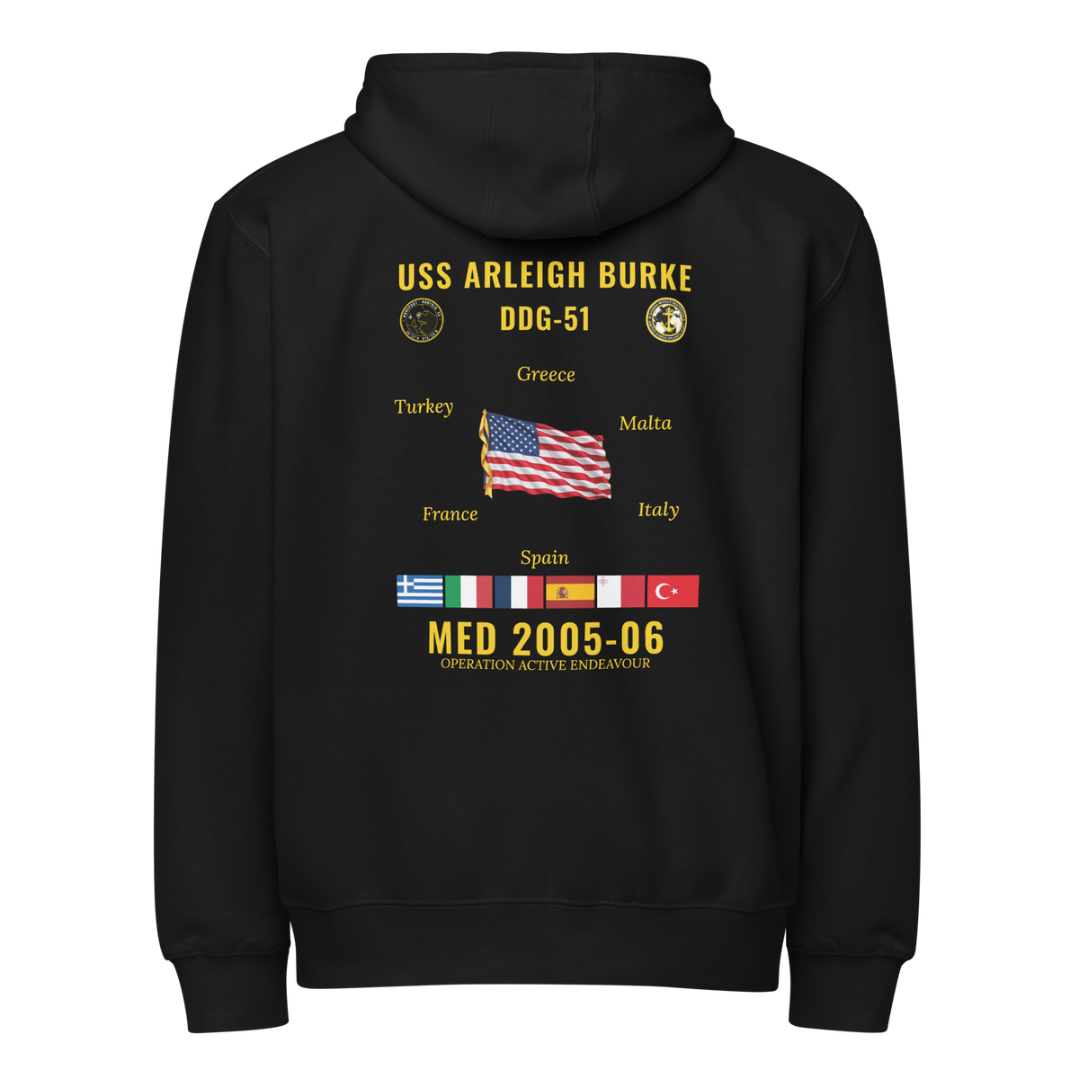 USS Arleigh Burke (DDG-51) 2005-06 Med Cruise Zip Hoodie