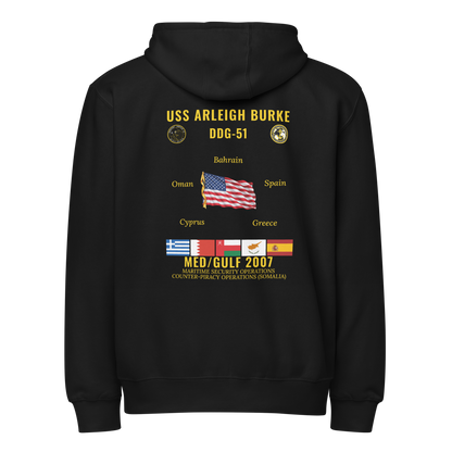 USS Arleigh Burke (DDG-51) 2007 Med/Gulf Cruise Zip Hoodie