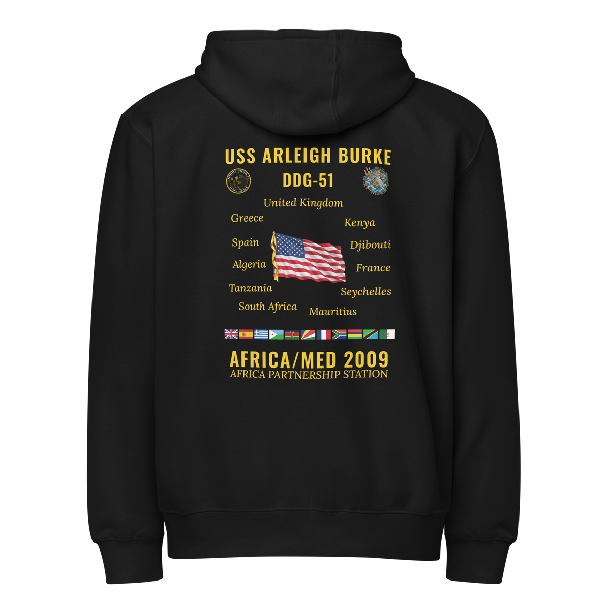 USS Arleigh Burke (DDG-51) 2009 Africa/Med Cruise Zip Hoodie