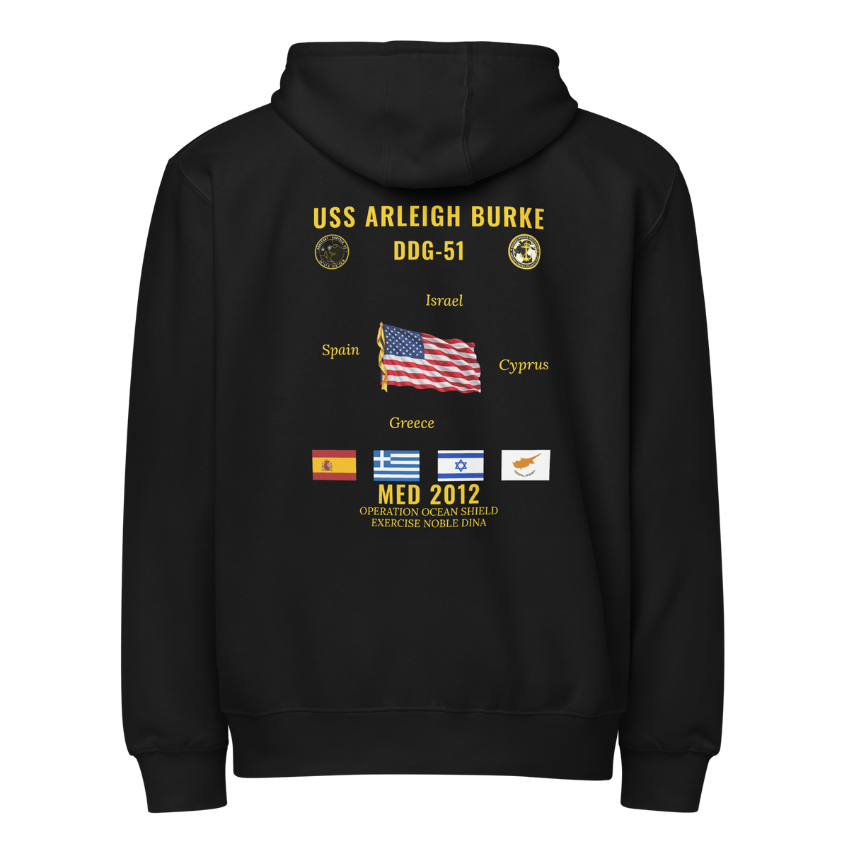 USS Arleigh Burke (DDG-51) 2012 Med Cruise Zip Hoodie
