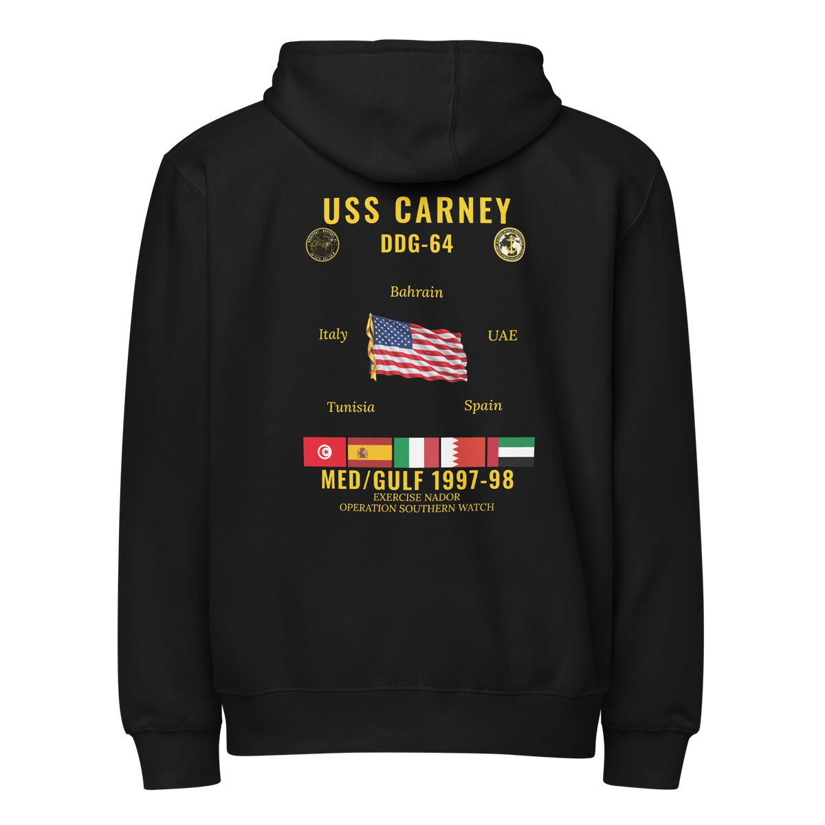 USS Carney (DDG-64) 1997-98 Med/Gulf Cruise Zip Hoodie