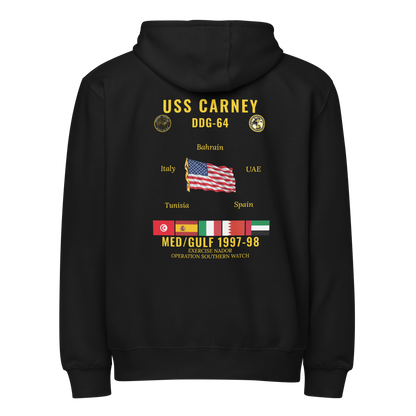 USS Carney (DDG-64) 1997-98 Med/Gulf Cruise Zip Hoodie