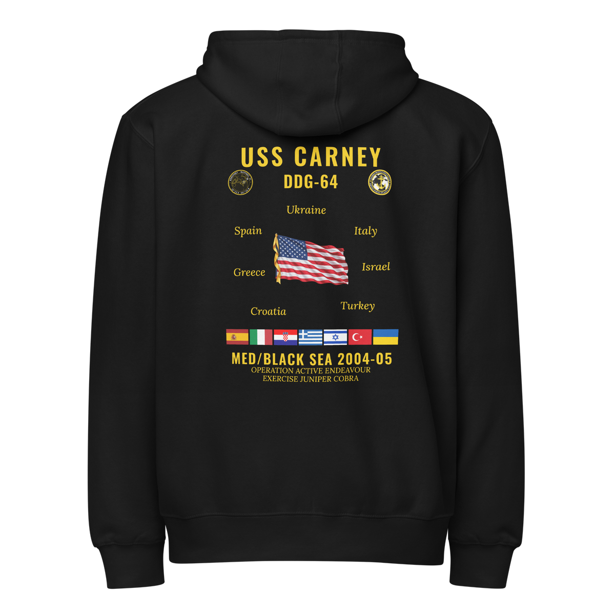 USS Carney (DDG-64) 2004-05 Med/Black Sea Cruise Zip Hoodie