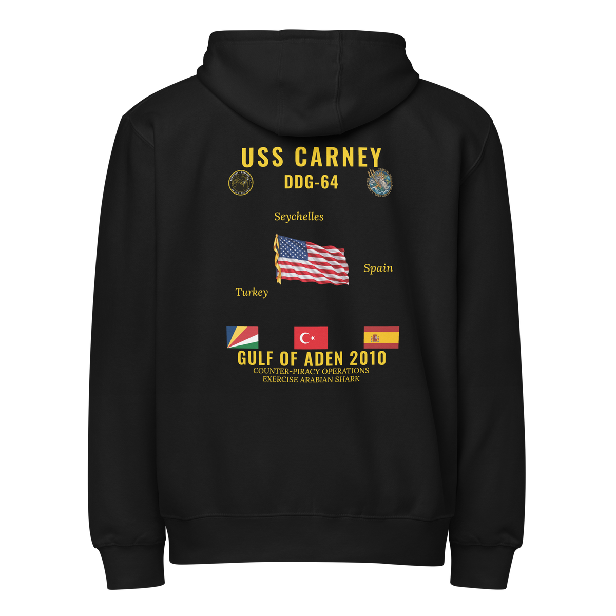 USS Carney (DDG-64) 2010 Gulf Of Aden Cruise Zip Hoodie