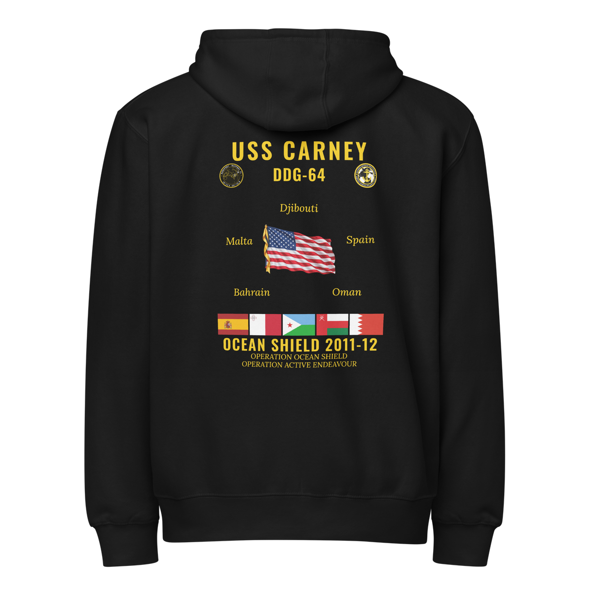 USS Carney (DDG-64) 2011-12 Ocean Shield Cruise Zip Hoodie