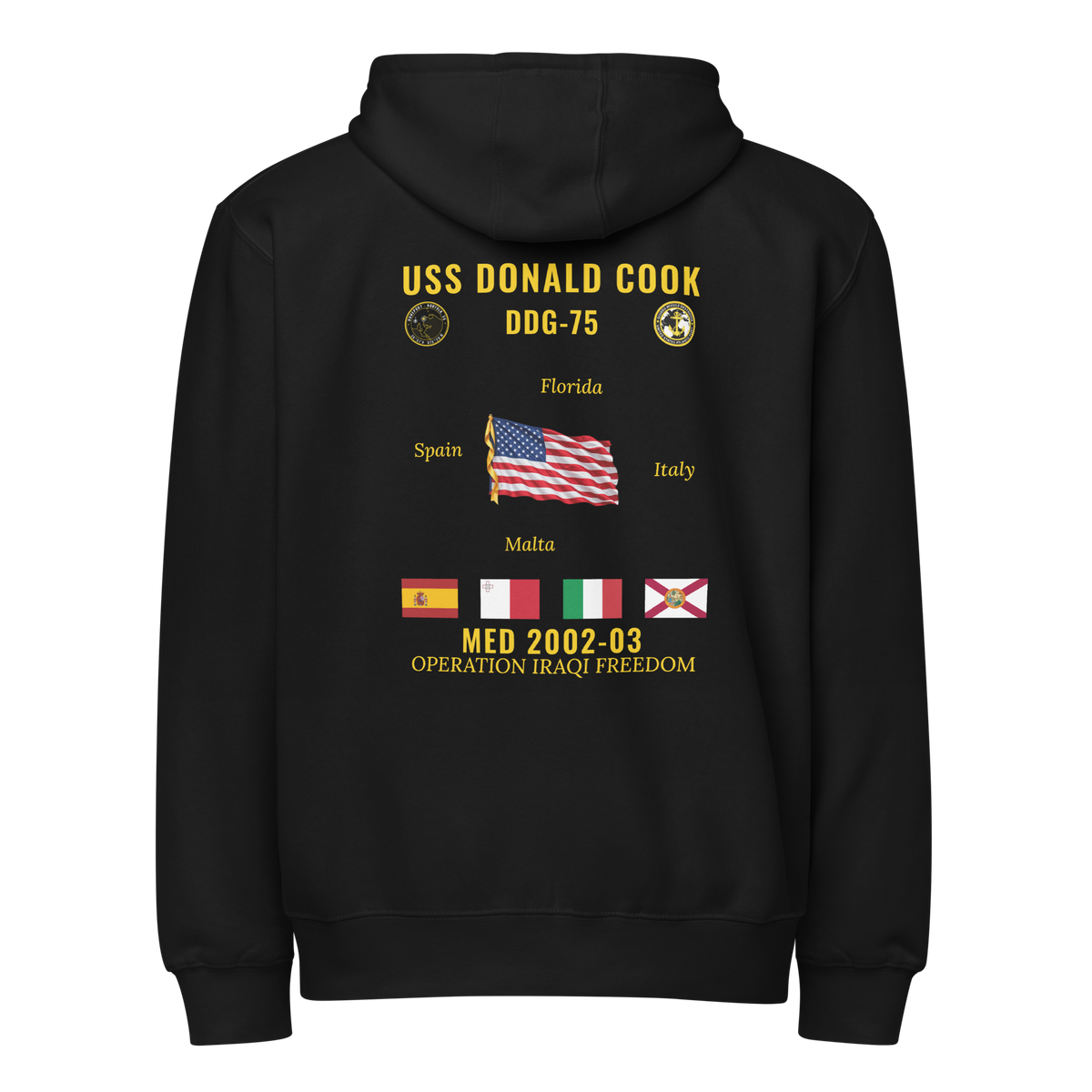 USS Donald Cook (DDG-75) 2002-03 Med Cruise Zip Hoodie