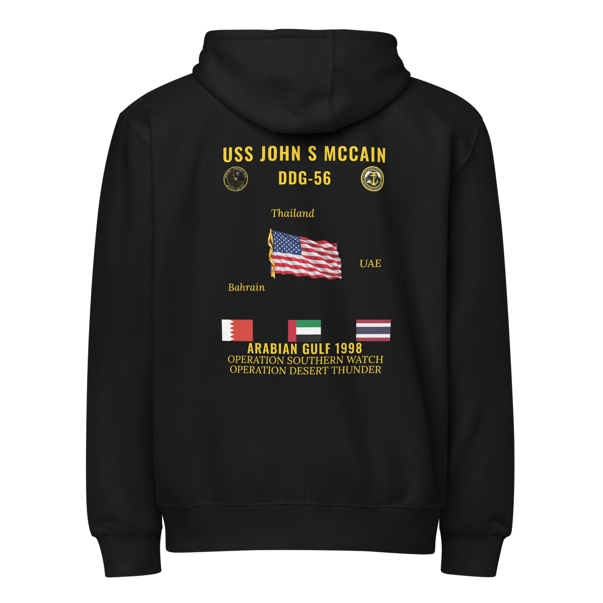 USS John S McCain (DDG-56) 1998 Arabian Gulf Cruise Zip Hoodie