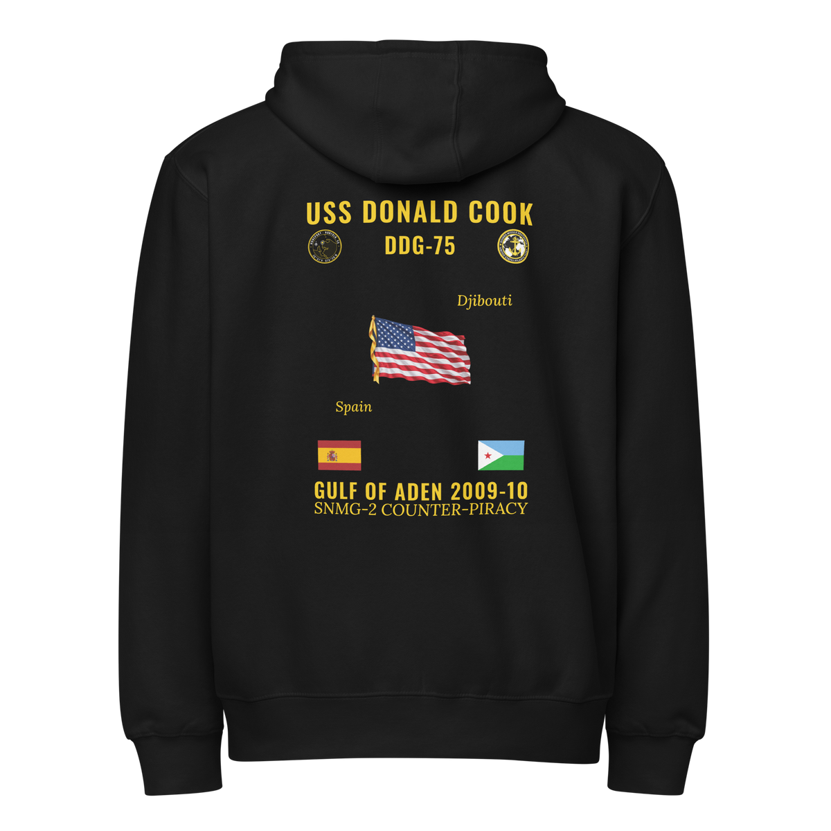 USS Donald Cook (DDG-75) 2009-10 Gulf Of Aden Cruise Zip Hoodie