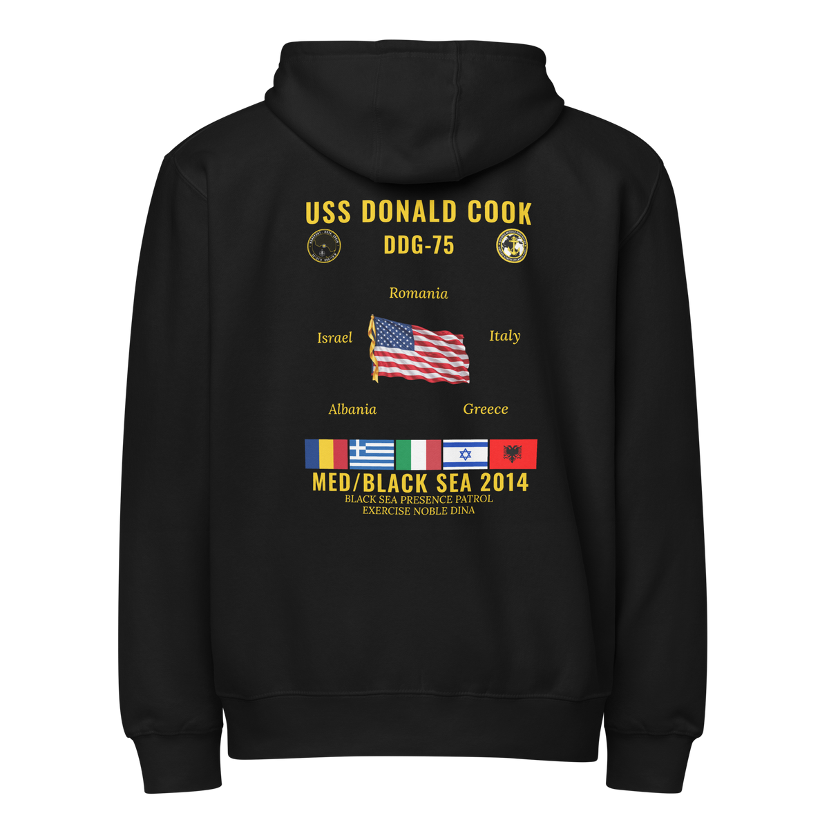 USS Donald Cook (DDG-75) 2014 Med/Black Sea Cruise Zip Hoodie