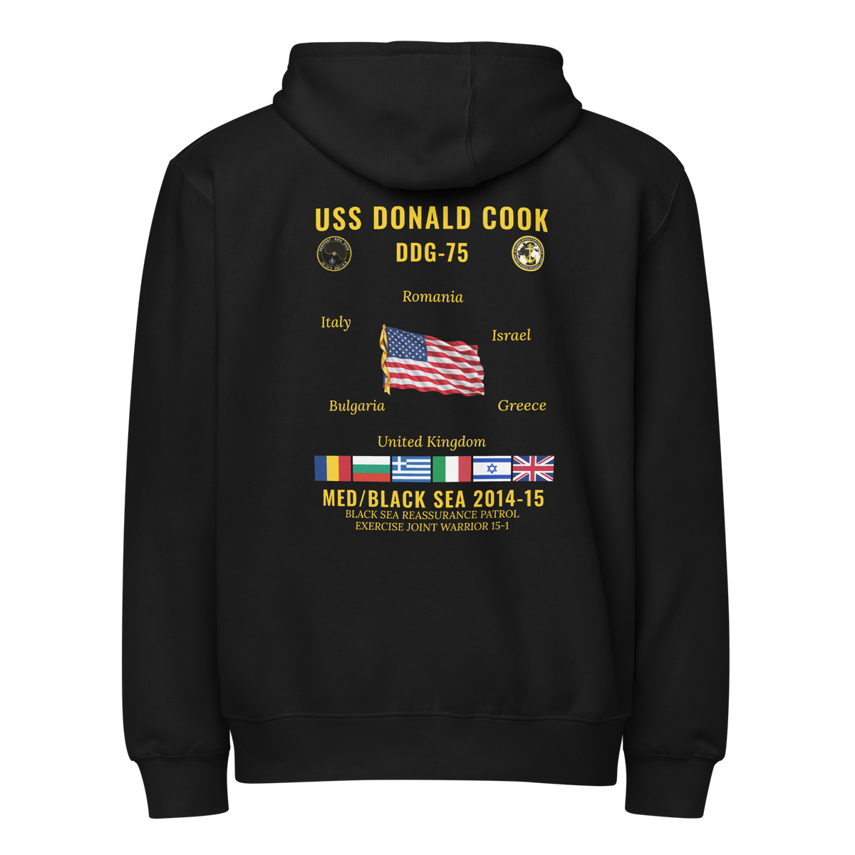 USS Donald Cook (DDG-75) 2014-15 Med/Black Sea Cruise Zip Hoodie