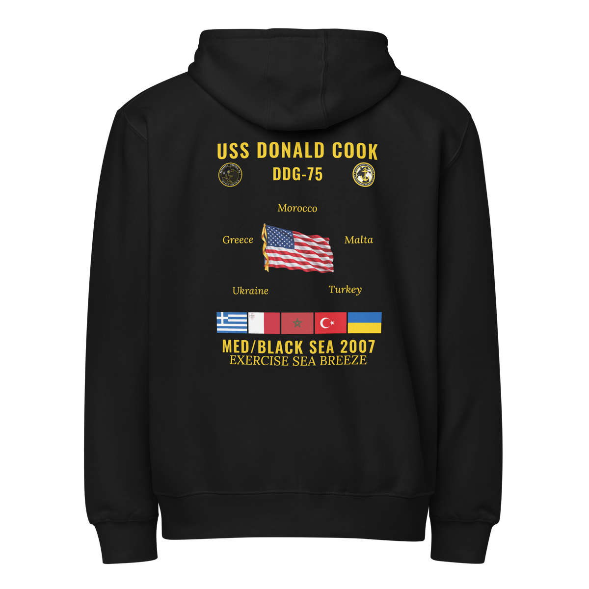 USS Donald Cook (DDG-75) 2007 Med/Black Sea Cruise Zip Hoodie