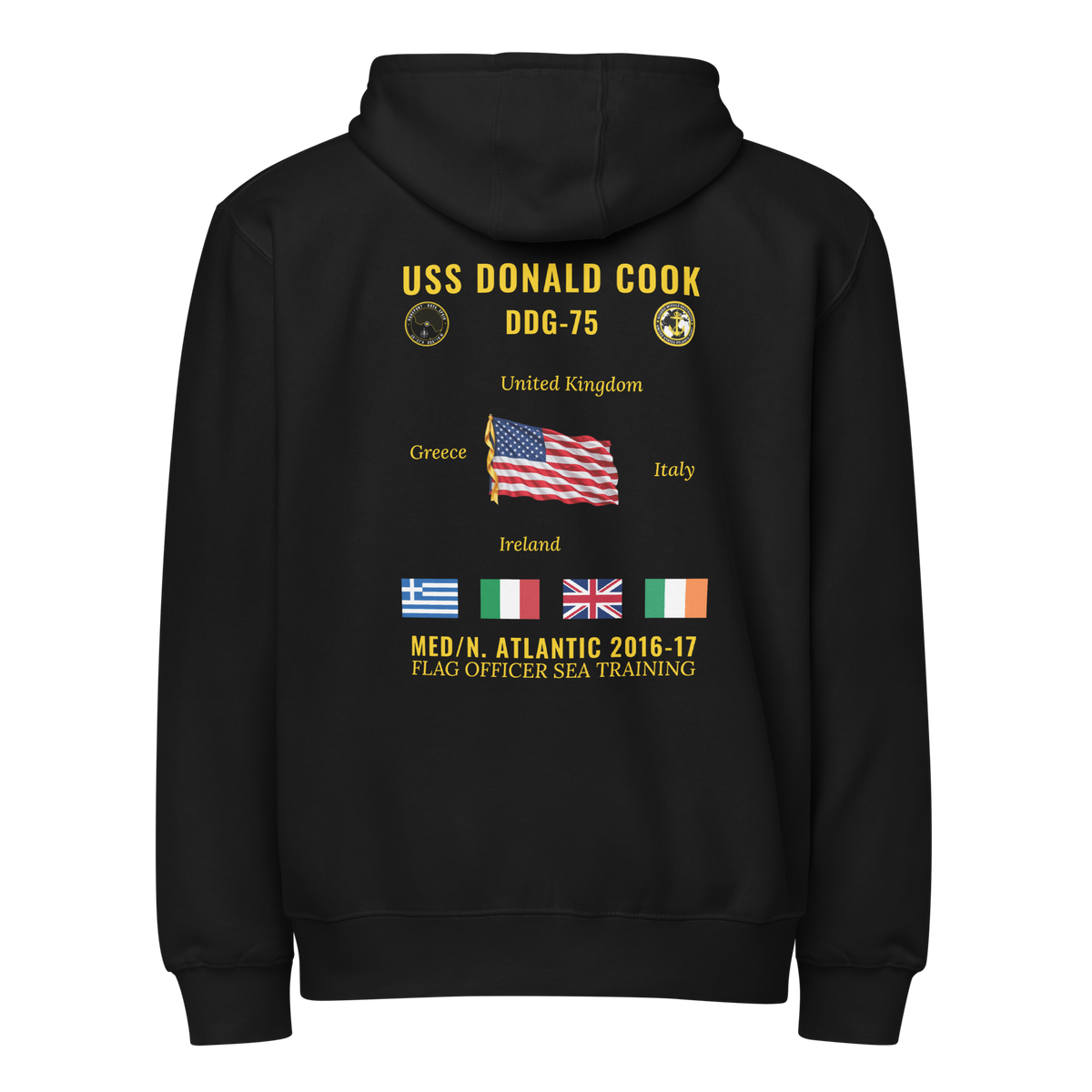 USS Donald Cook (DDG-75) 2016-17 Med/N. Atlantic Cruise Zip Hoodie