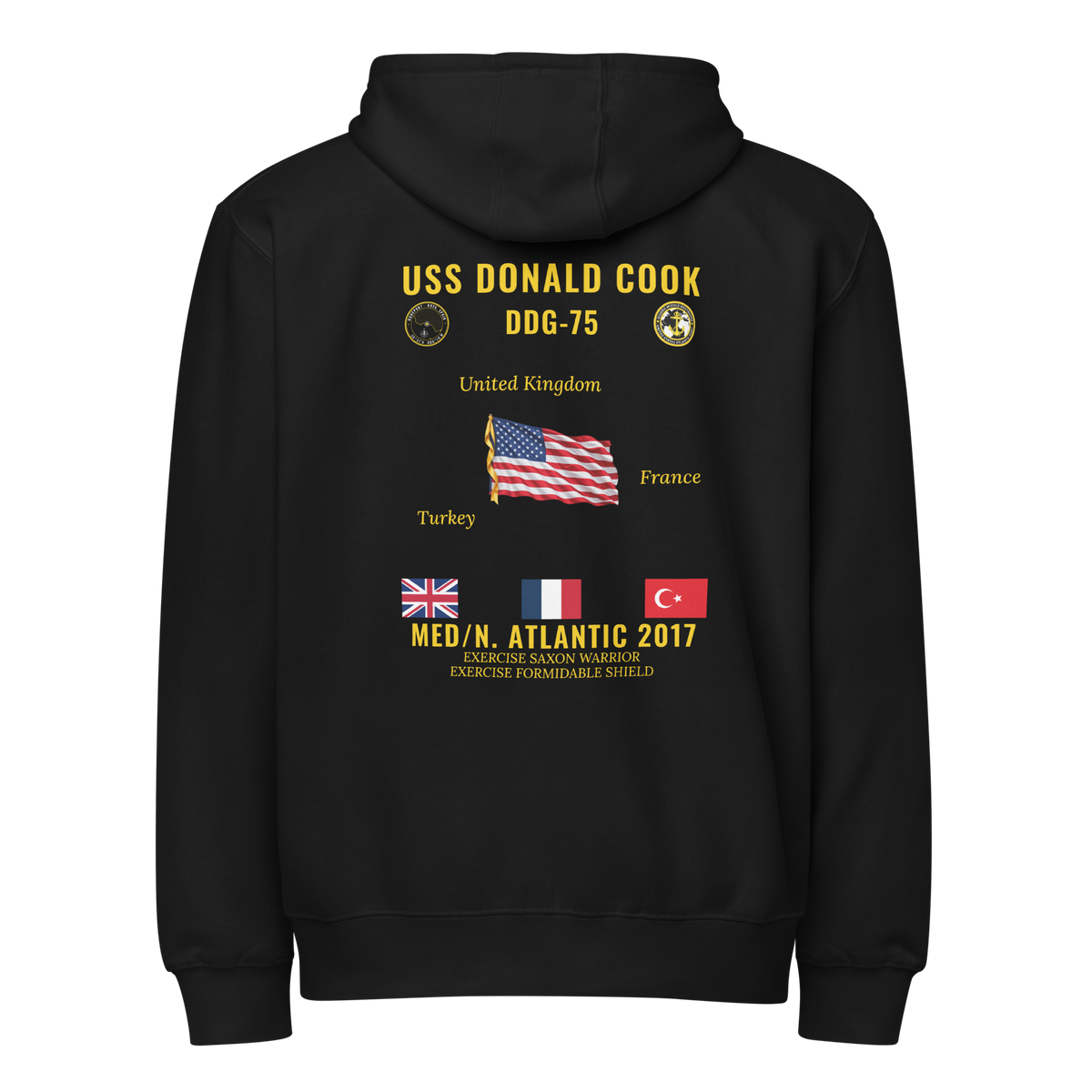 USS Donald Cook (DDG-75) 2017 Med/N. Atlantic Cruise Zip Hoodie