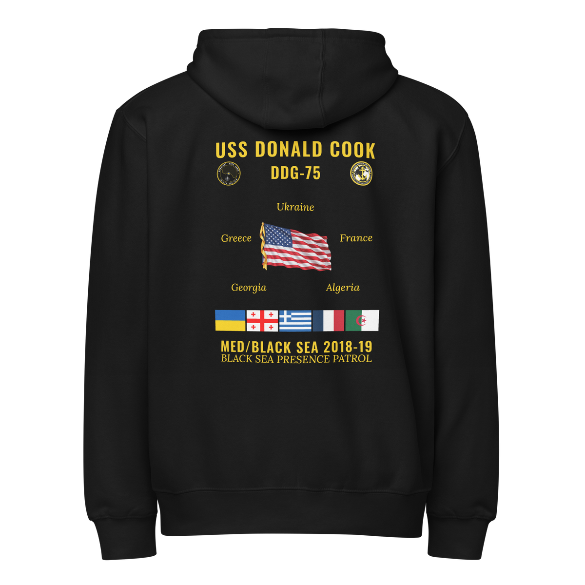 USS Donald Cook (DDG-75) 2018-19 Med/Black Sea Cruise Zip Hoodie