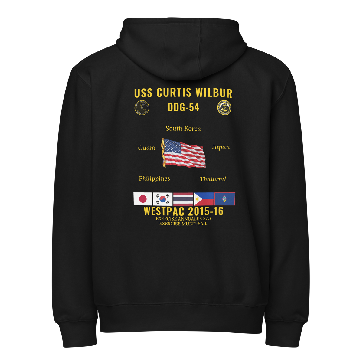 USS Curtis Wilbur (DDG-54) 2015-16 WestPac Cruise Zip Hoodie
