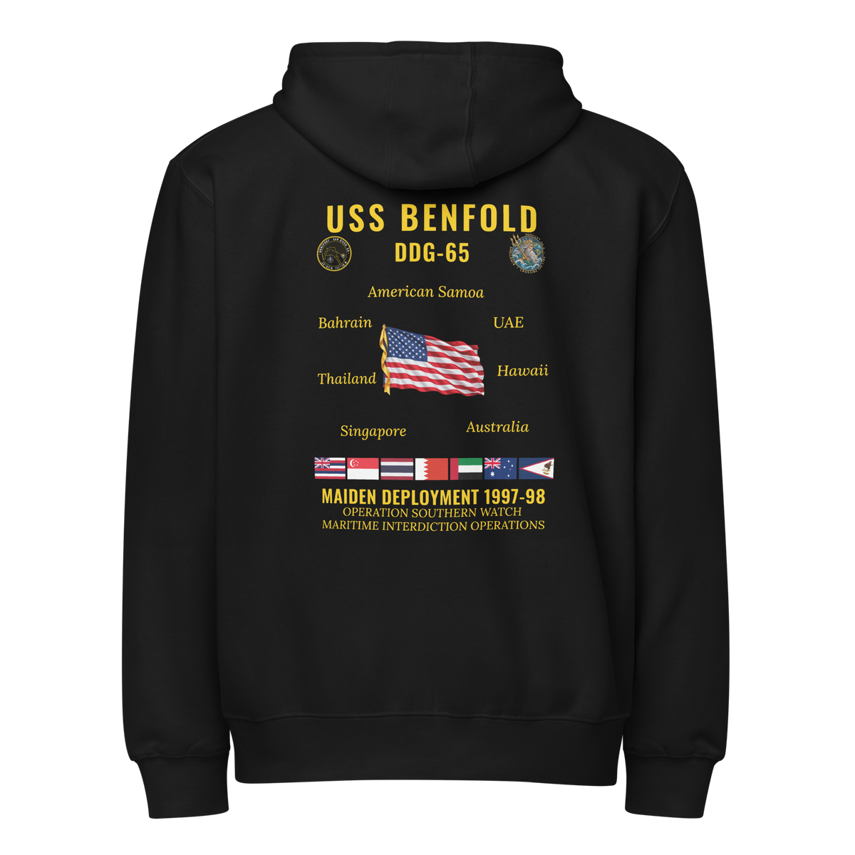USS Benfold (DDG-65) 1997-98 Maiden Deployment Cruise Zip Hoodie