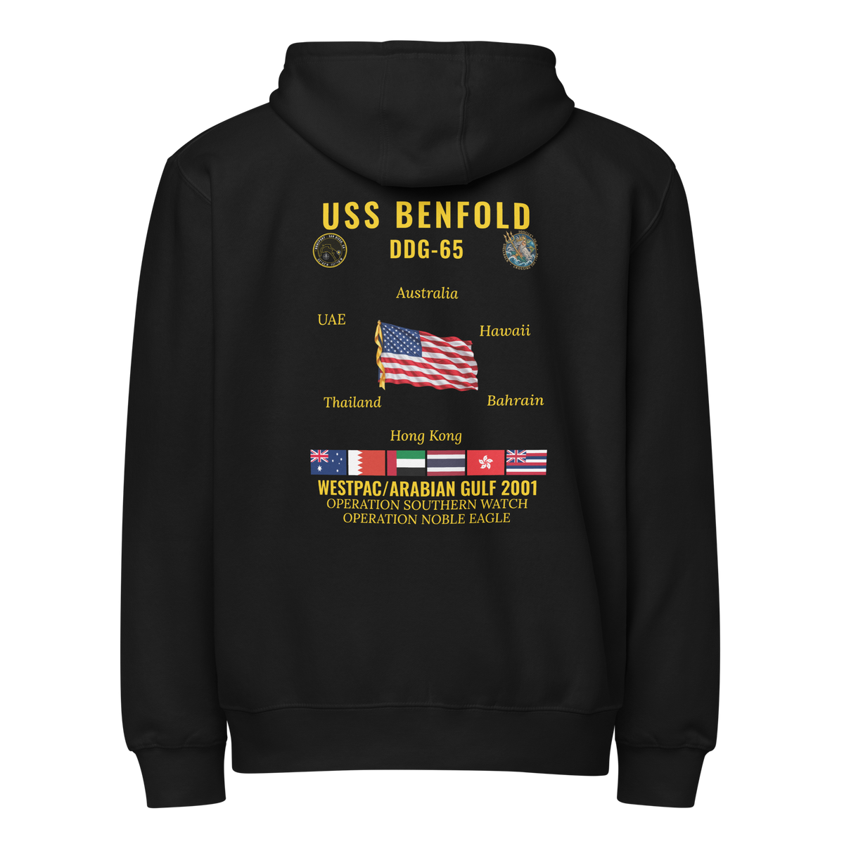 USS Benfold (DDG-65) 2001 WestPac/Arabian Gulf Cruise Zip Hoodie