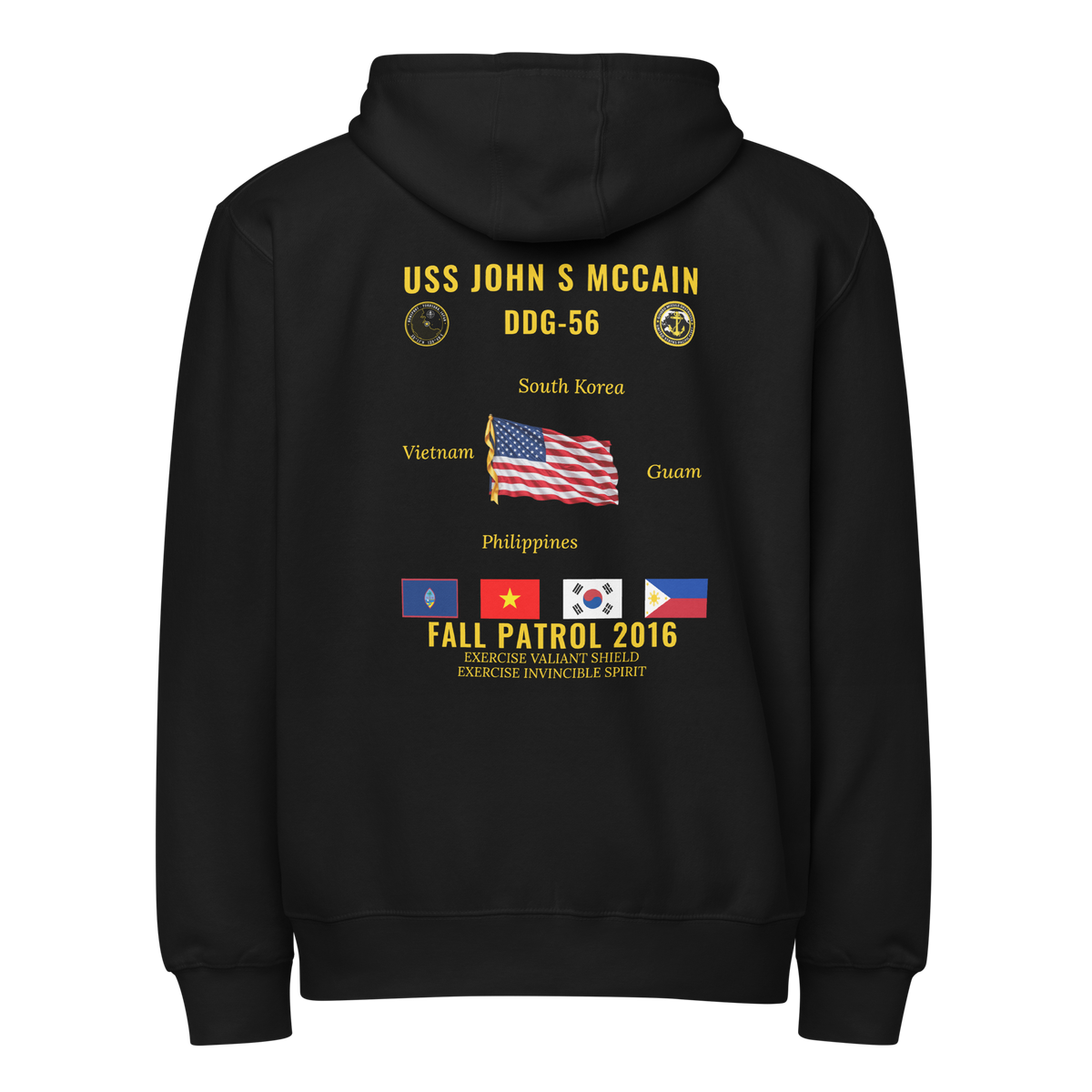 USS John S McCain (DDG-56) 2016 Fall Patrol Cruise Zip Hoodie