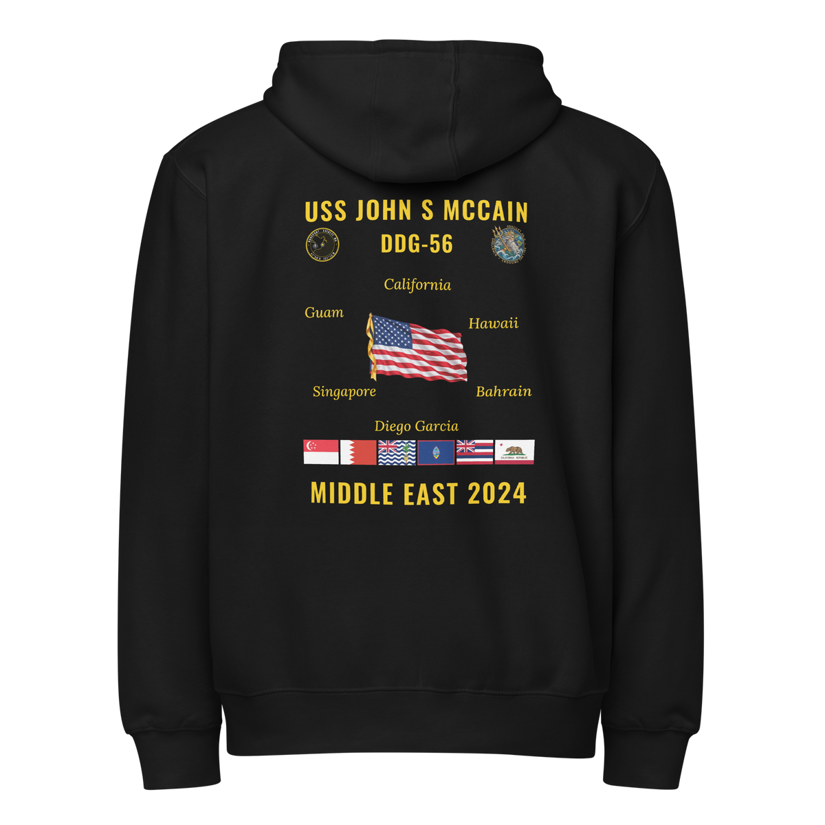 USS John S McCain (DDG-56) 2024 Middle East Cruise Zip Hoodie