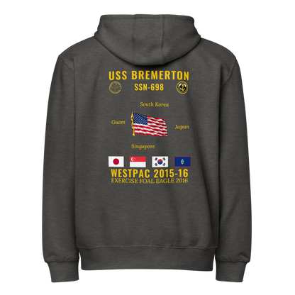 USS Bremerton (SSN-698) 2015-16 WestPac Cruise Zip Hoodie