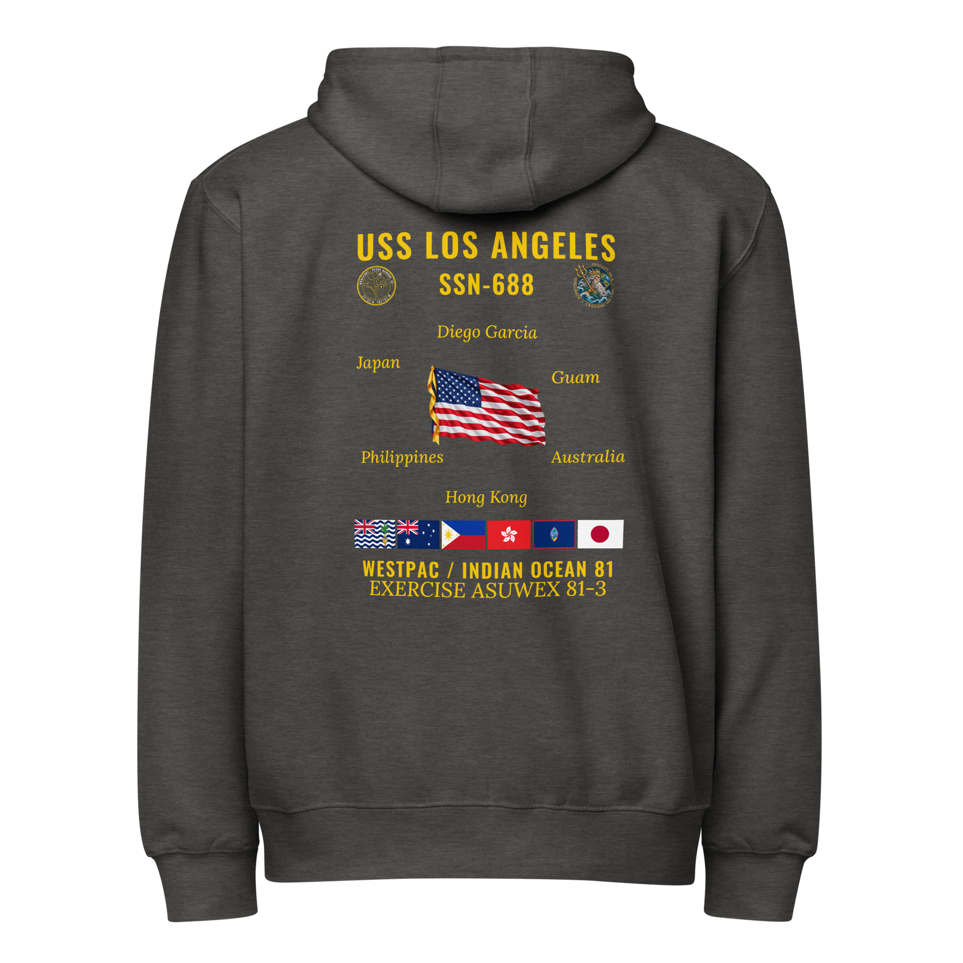 USS Los Angeles (SSN-688) 1981 WestPac/Indian Ocean Cruise Zip Hoodie