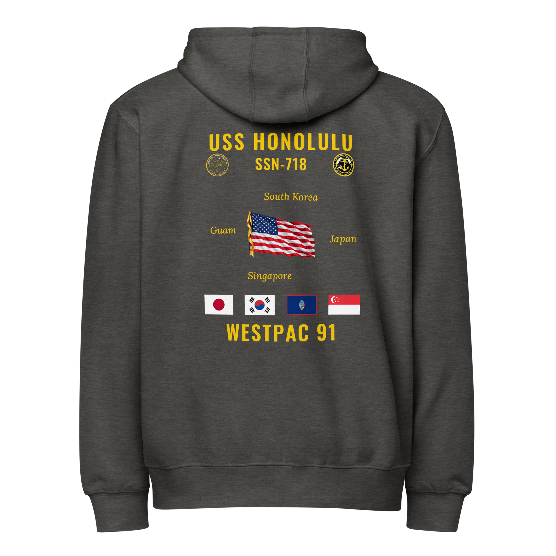 USS Honolulu (SSN-718) 1991 WestPac Cruise Zip Hoodie
