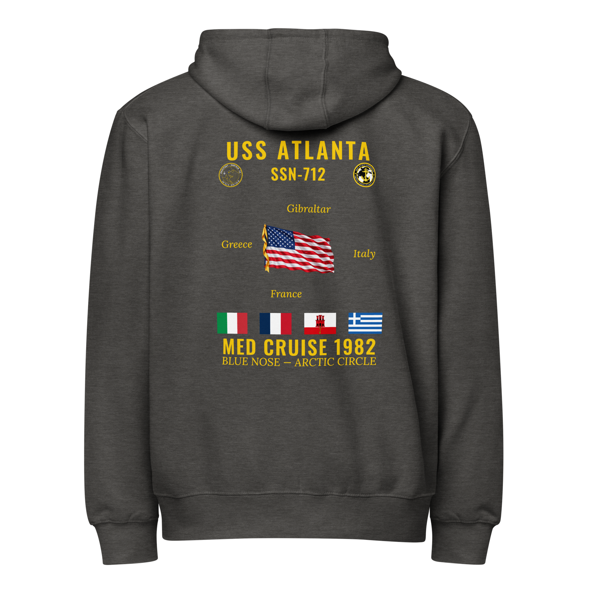 USS Atlanta (SSN-712) 1982 Med Cruise Zip Hoodie