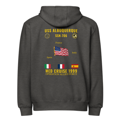 USS Albuquerque (SSN-706) 1999 Med Cruise Zip Hoodie