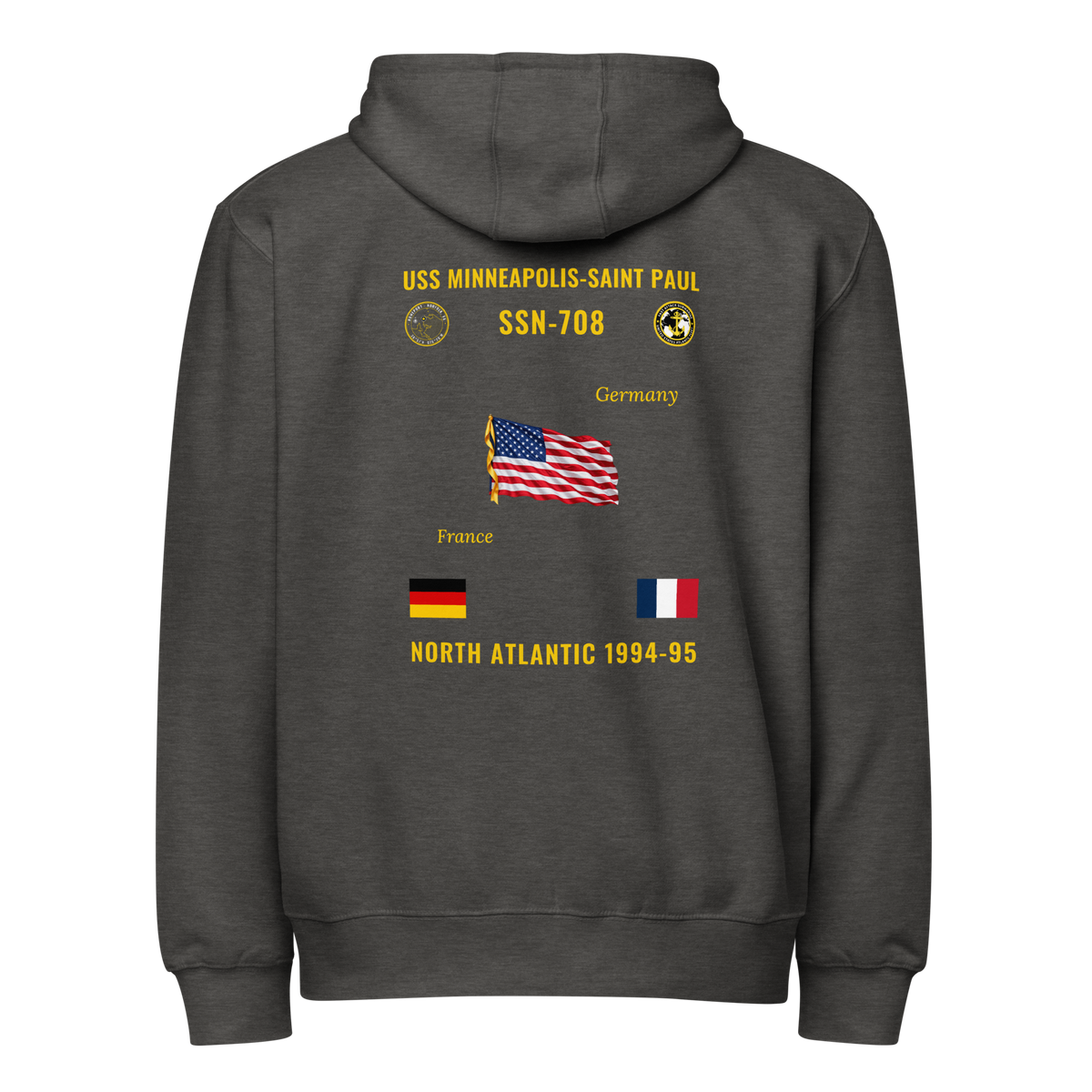 USS Minneapolis-Saint Paul (SSN-708) 1994-95 North Atlantic Cruise Zip Hoodie