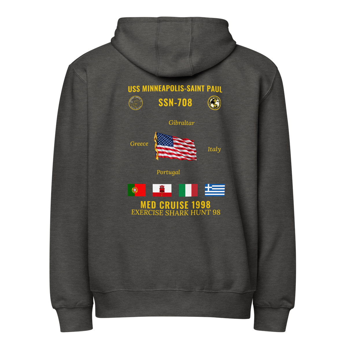 USS Minneapolis-Saint Paul (SSN-708) 1998 Med Cruise Zip Hoodie