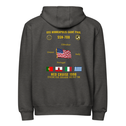 USS Minneapolis-Saint Paul (SSN-708) 1998 Med Cruise Zip Hoodie