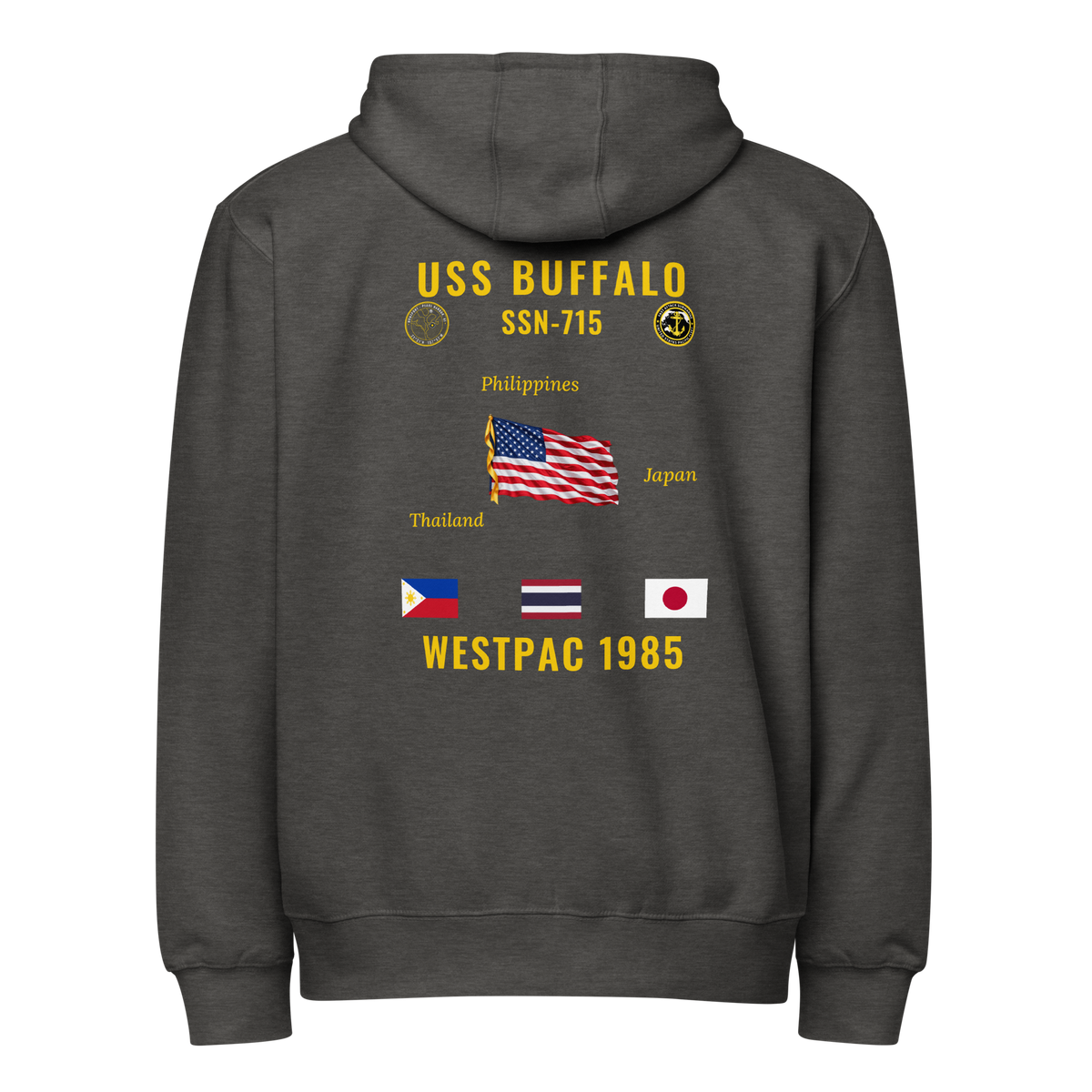 USS Buffalo (SSN-715) 1985 WestPac Cruise Zip Hoodie