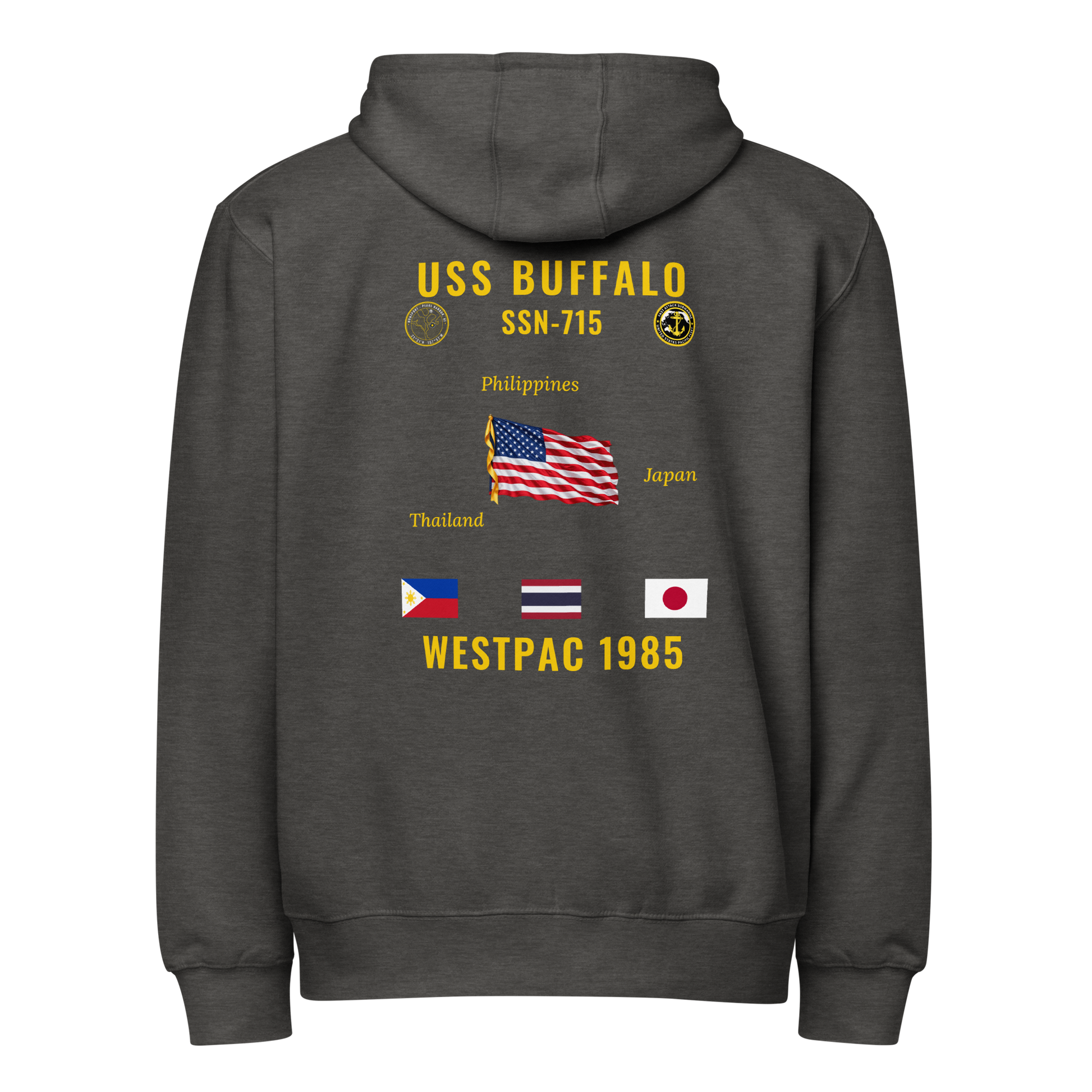 USS Buffalo (SSN-715) 1985 WestPac Cruise Zip Hoodie